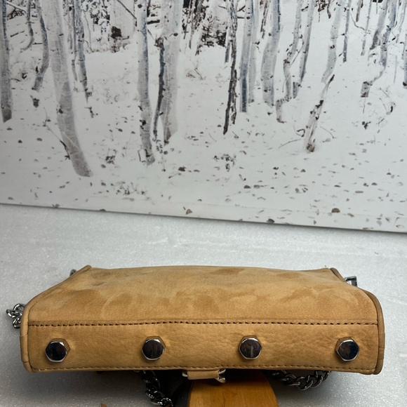 Rebecca Minkoff Mini M.A.C.Camel Suede & Leather Crossbody Bag w/a chain strap - Picture 8 of 12